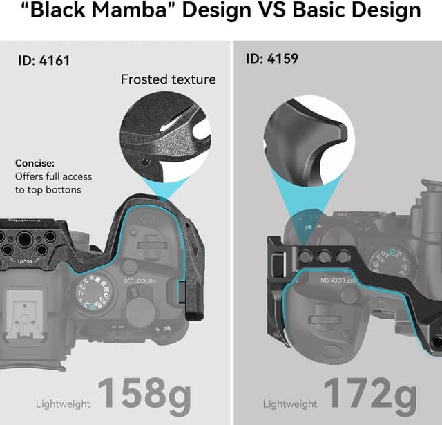 Thumbnail 6 de SmallRig Camera Cage 4161 für Canon EOS R6 Mark III/R6 Mark II – Black Mamba Bionic Design mit Schnellwechselplatte, QD und Arca-kompatibler Basis