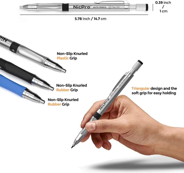 Detalle de Nicpro 2mm Mechanical Pencil Set – 3 PCS ✏