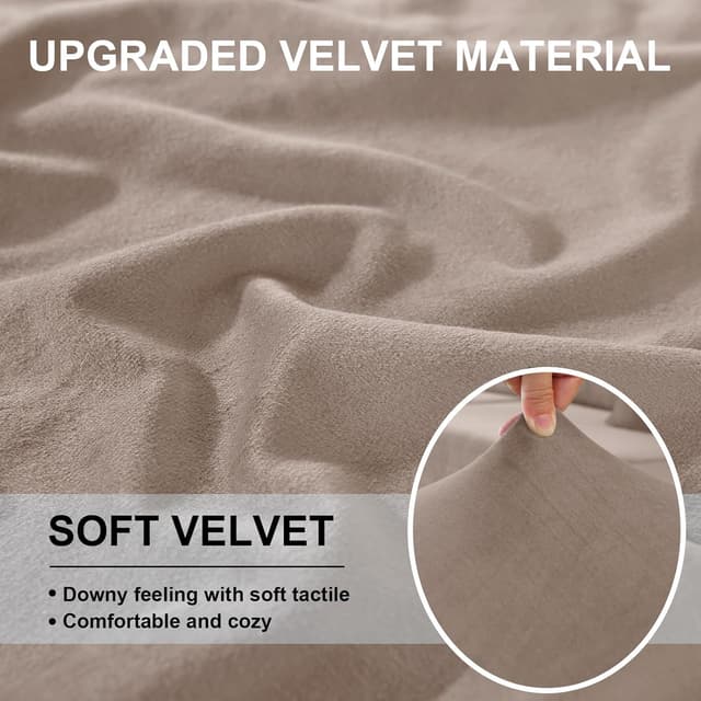 Detalle 2 de Housse de coussin de canapé extensible en velours CYCMACO (1 place x 3) – kaki, antidérapante