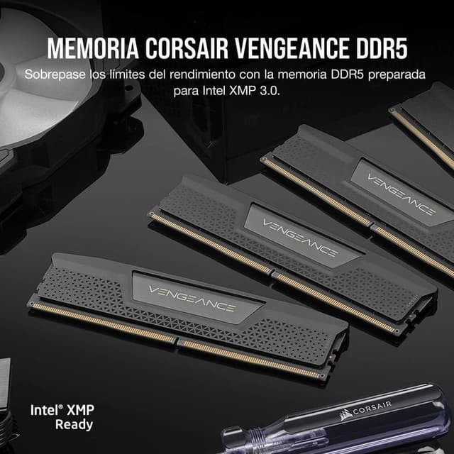 Detalle 2 de Corsair Vengeance DDR5 5600MHz 64GB (2x32GB) CL40 Negra
