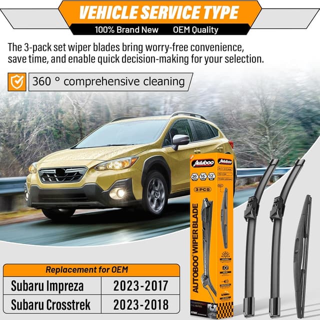 Detalle 2 de AUTOBOO 26" + 16" wipers for Subaru Crosstrek 12" rear