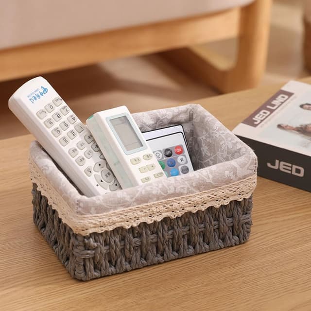 Detalle de 3-teiliges Aufbewahrungskorb-Set im Boho-Stil von wocpvm (geflochten, grau)