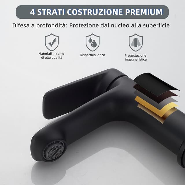 Detalle de BELZ Rubinetto lavabo monocomando nero