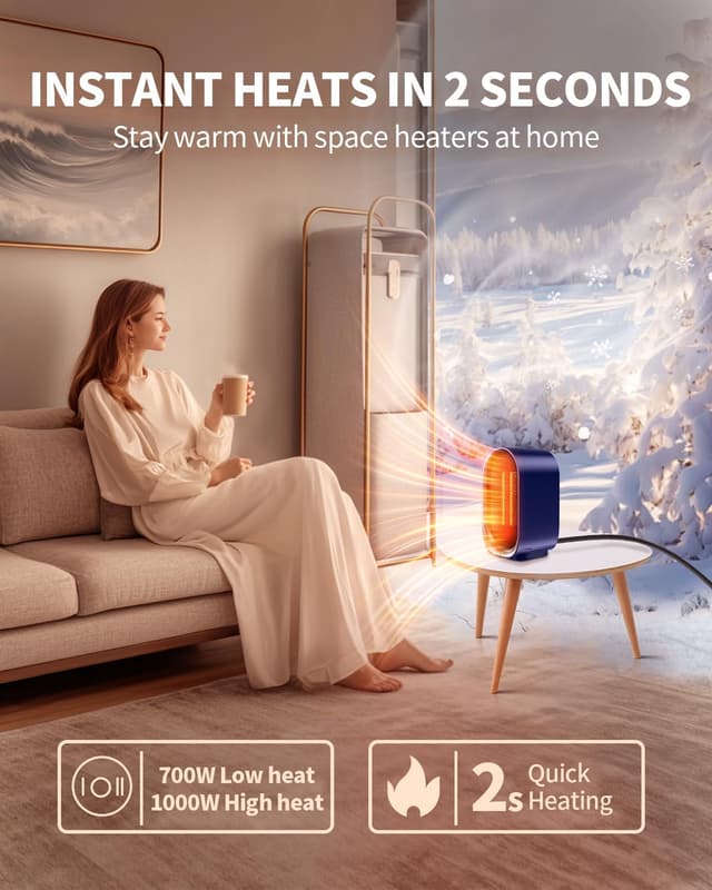 Thumbnail 1 de Space Heater 1000W Portable Desk Heater