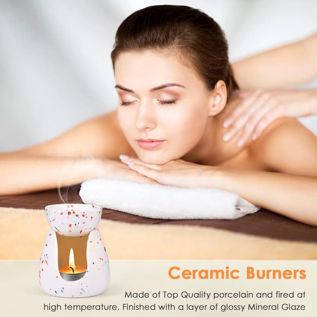 Detalle de Viitech Essential Oil Burner Ceramic Wax Melt Burner with Tealight Holder (Removable Bowl, Colourful)