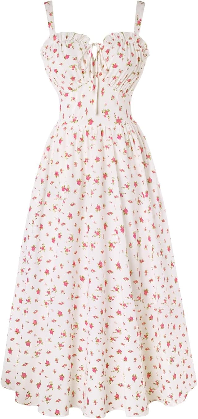 Detalle de SCARLET DARKNESS Robe d’été décontractée sans manches à motif floral « Scarlet Darkness »