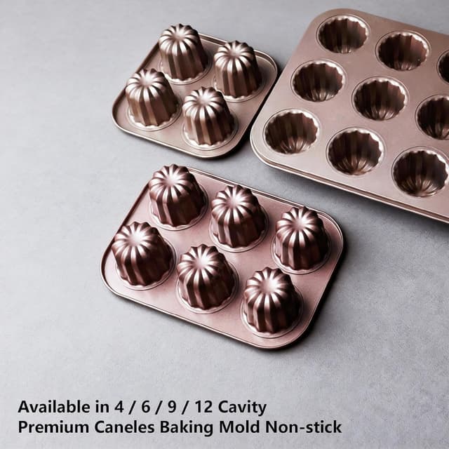 Thumbnail 1 de Moule à cannelés en acier au carbone antiadhésif doré 🍰
