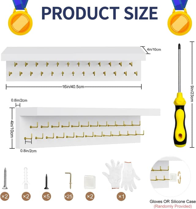 Detalle 2 de DSVENROLY Medal Holder Rack 25 Hooks