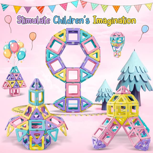 Detalle de COOLJOY Magnetische Bausteine 40-teiliges Set für Kinder ab 3 Jahren – Magnetspielzeug zum Bauen