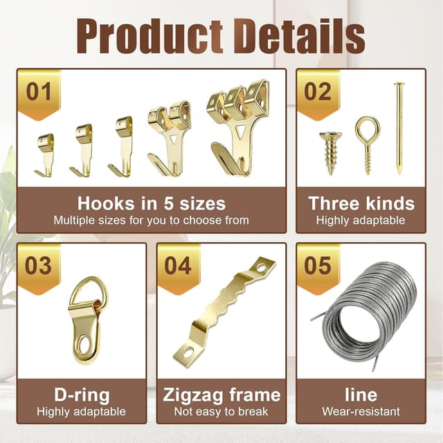 Detalle 2 de ojussa 300pcs Picture Hanging Kit