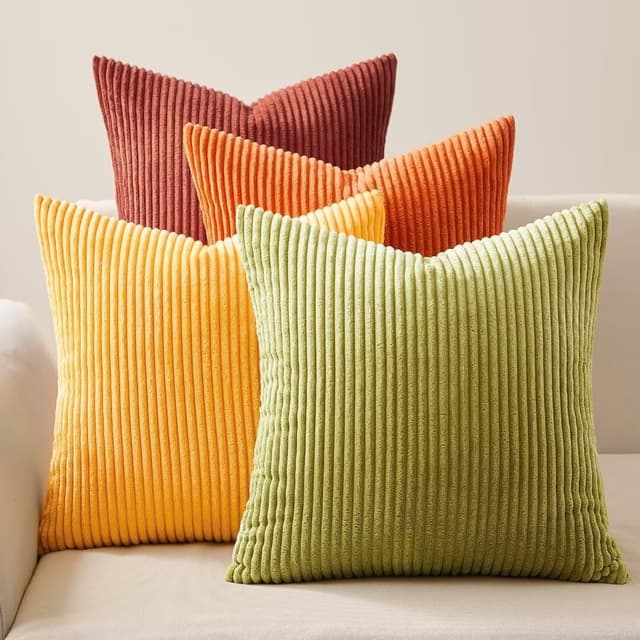 Detalle de Topfinel Yellow and Orange Cushion Covers, 50cm x 50cm (Set of 4) with Invisible Zipper
