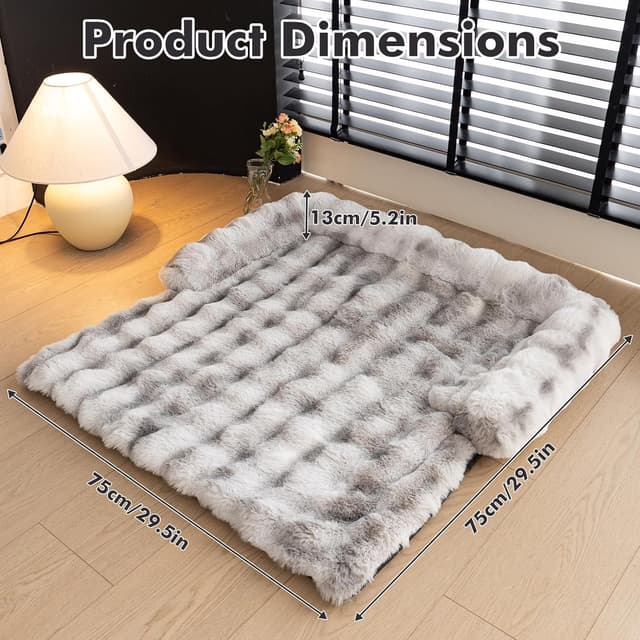 Thumbnail 6 de LiveGo Thick Rabbit Plush Pet Couch Cover (Washable, Anti-Slip) for Cats & Dogs