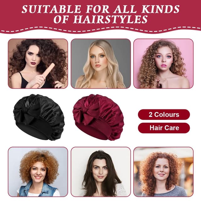 Thumbnail 4 de ACWOO Seidenhaube Schlafmütze 2er-Set 🎀