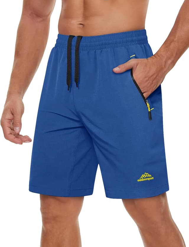 Detalle de TACVASEN men’s quick-drying training shorts with zip pockets