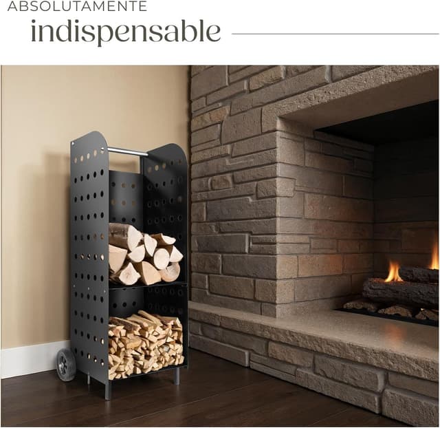 Thumbnail 5 de tectake Carretilla de Chimenea con ruedas 🪵