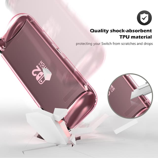 Detalle 2 de ProCase Schutzhülle für Nintendo Switch 2 (2025) – kratzfest, stoßfest, mit ergonomischem Griff (rosa transparent)
