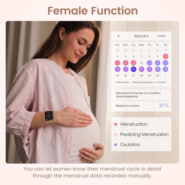 Detalle de SWGOTA 2026 Smartwatch für Damen mit Telefonfunktion, 1,83" HD, Roségold (u. a. Herzfrequenz, SpO2, Zyklus)