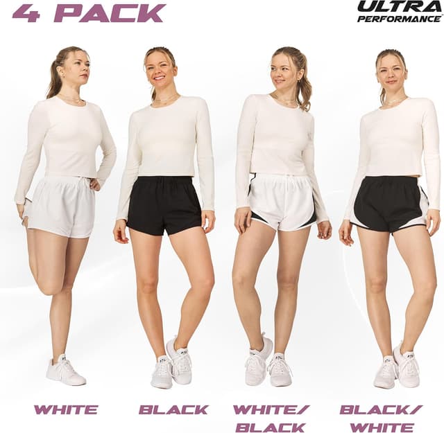 Detalle de Ultra Performance Women’s Running Shorts 4-Pack with Brief Liner