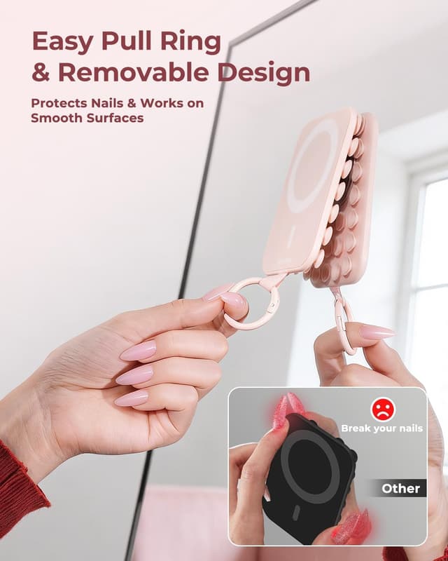 Thumbnail 6 de Syncwire Magnetic Phone Grip MagSafe-Compatible Phone Ring Holder (Blush Pink)