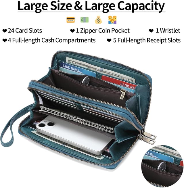 Thumbnail 3 de SENDEFN Geldbörse Damen Gross Doppelreißverschluss