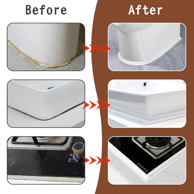 Detalle de Digtokore Bath Sealant Strip (2 Rolls) Waterproof PVC Sealant Tape with Sealing Tool