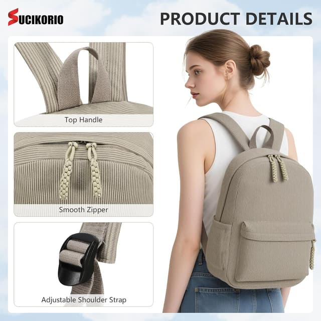 Detalle 2 de SUCIKORIO zaino da viaggio 40x30x10 impermeabile con porta PC fino a 15,6