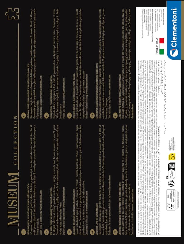 Detalle de Clementoni Puzzle 1000 pezzi Museum Collection Gioconda (70x50 cm) con poster incluso