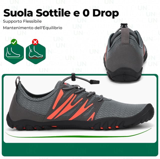 Detalle de SAGUARO Scarpe Barefoot da Scoglio Uomo con punta larga, traspiranti e asciugatura rapida (39-48)