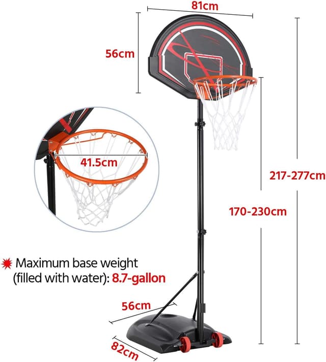 Detalle de Portable basketball hoop 217 to 277 cm