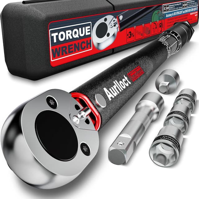 Detalle de Aurlloct 1/2" Drehmomentschlüssel-Set 20–230 Nm (6-teilig) inkl. Verlängerungsstange & Adapter