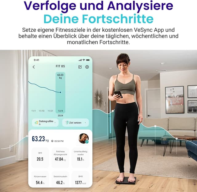 Detalle 2 de Etekcity Personenwaage 180 kg — Körperfettwaage