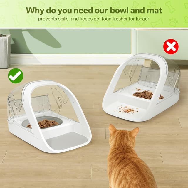Detalle 2 de Mat and Bowl Set for Automatic Microchip Pet Feeder (Single & Split Bowl + Mat), Grey
