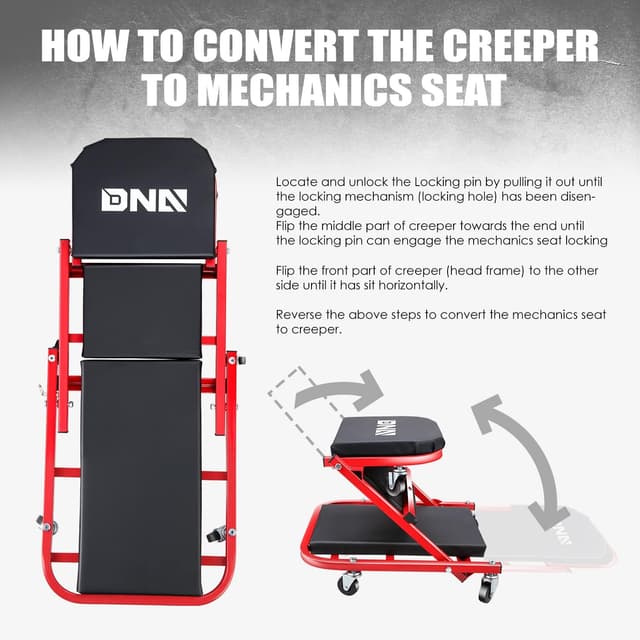 Detalle de DNA MOTORING TOOLS-00186 40" Car Creeper/Seat