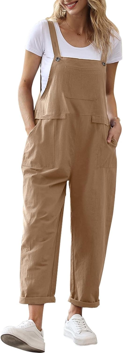 Detalle de YESNO Damen Latzhose Sommer Oversize (Trägerhose) mit Baggy-Fit und Taschen