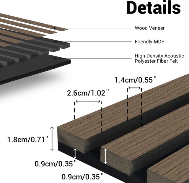 Detalle 2 de AKK-Star Acoustic Panels Folding Panel Set (Smoked Oak) – 3D wooden wall panels for studios and home cinema
