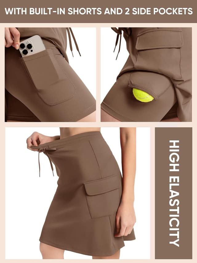 Detalle de Bezioner Women’s Tennis Golf Skirts Knee Length Skorts – High Waisted with 4 Pockets