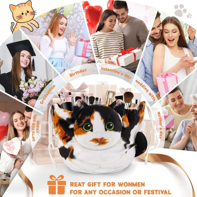 Thumbnail 6 de Openhahaha Trousse Trucchi da Viaggio con coulisse a forma di gatto