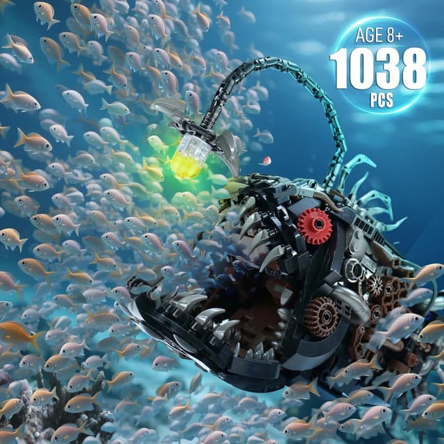 Detalle de Mechanical Laternenfisch Klemmbausteine (1038 Teile) – Tier Lantern Fish im Steampunk-Design