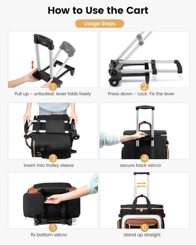 Detalle 2 de LOVEVOOK Rolling Teacher Bag with Detachable Dolly and Laptop Compartment (Fits 17.3-inch Laptop)