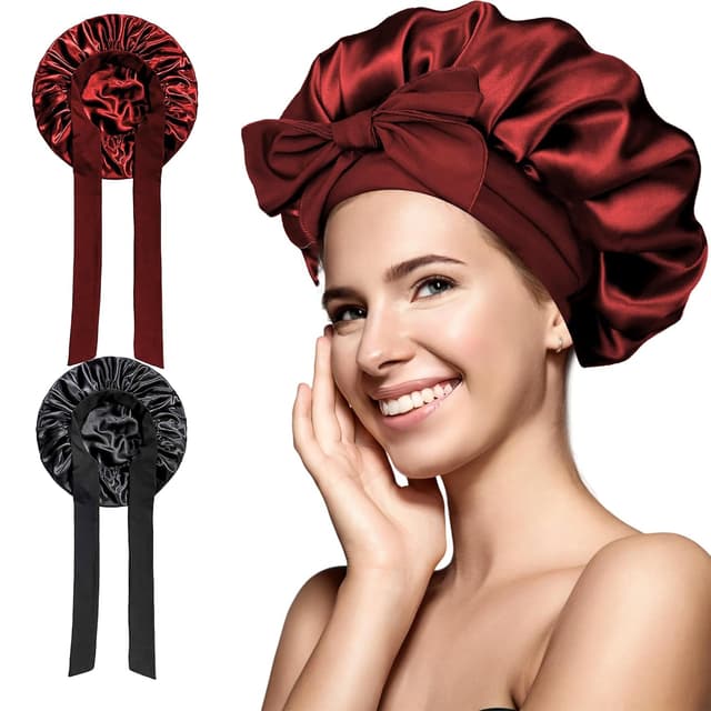 Imagen de 2 Stück Satin Schlafmütze Seidenhaube en OfertitasTOP
