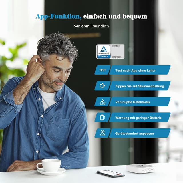 Detalle 2 de XINDUM Rauchmelder 3er-Set mit Basisstation