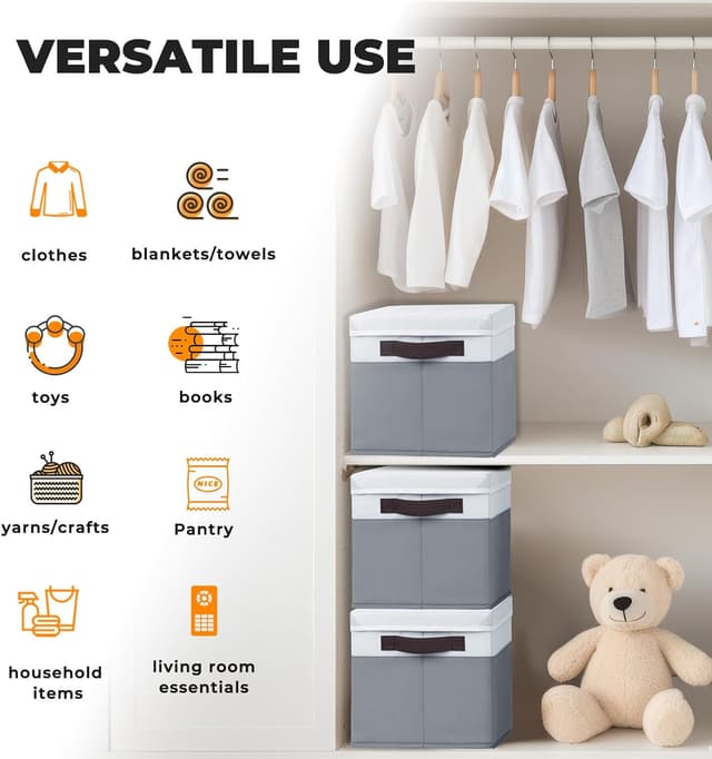 Thumbnail 5 de Large Closet Storage Baskets 4-Pack 14x10x9.5 in