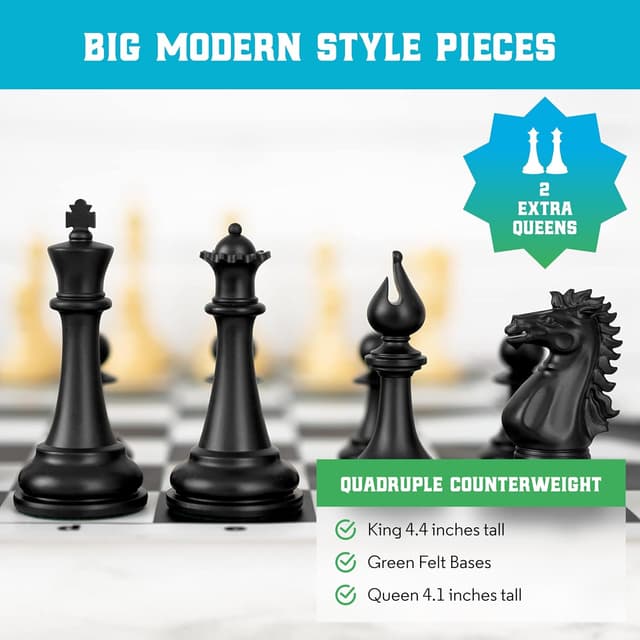 Detalle 2 de Best Chess Set Ever tournament chess set with 50x50cm double-sided silicone board and 11.4cm king