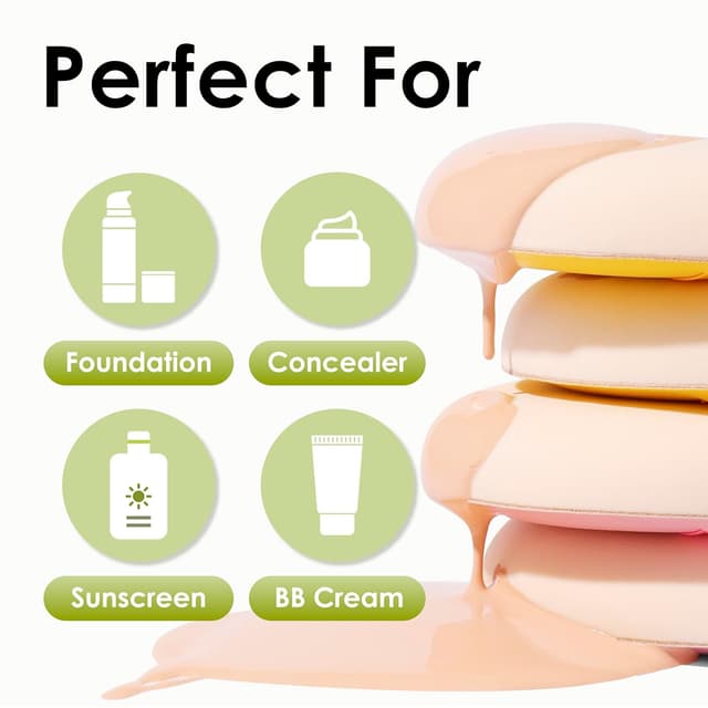 Detalle de COOL-ANGLE 5-Pack Makeup Sponge Blenders (Latex-Free), Green, Medium