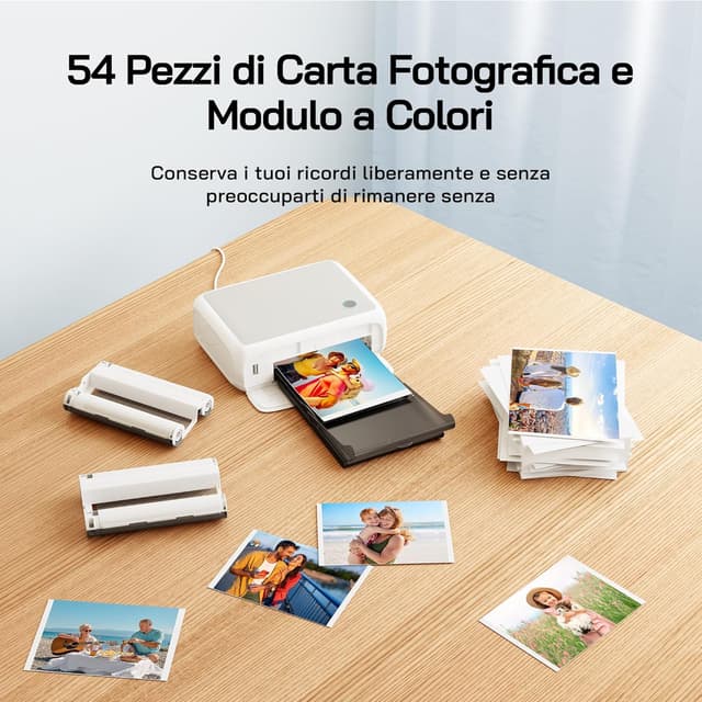 Detalle de WOLFANG stampante fotografica istantanea WiFi con app (54 fogli formato 4x6)