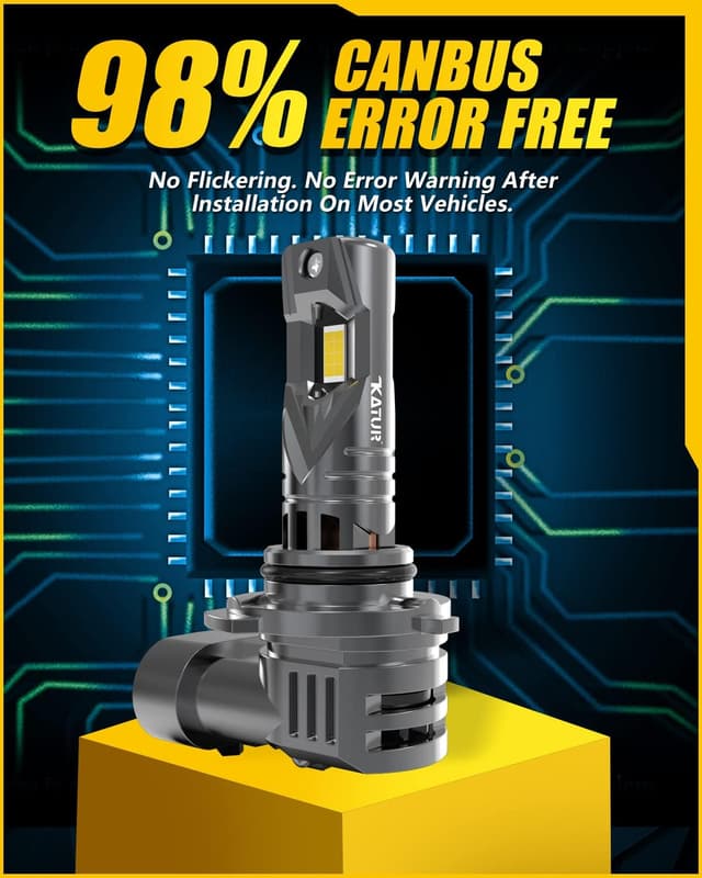 Detalle de KATUR Lampadine Fari Auto Canbus HB4 (9006) 100W 6000K Bianco, 2 pezzi per abbaglianti o anabbaglianti, Plug & Play