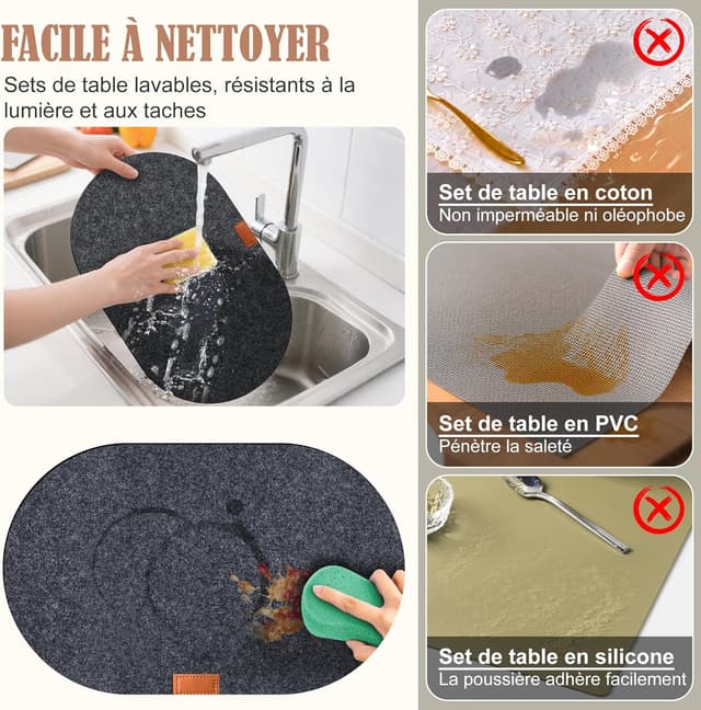 Thumbnail 2 de Sets Table Verre Lavables Rectangulaires 18 pièces