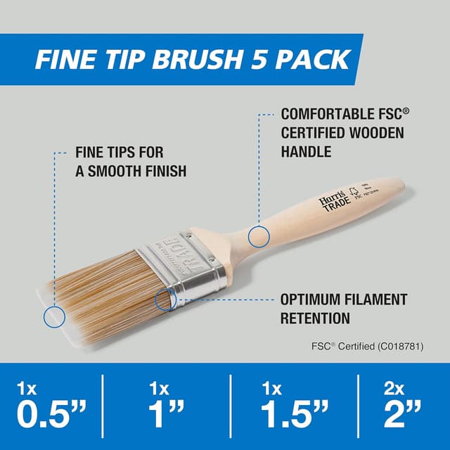 Detalle 1 de Harris Trade Paint Brush Multi-Pack (5 brushes) for detailed work and smoother finishes