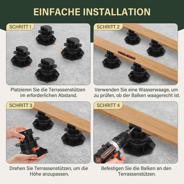 Detalle 2 de Herrselsam Stelzlager 50er Set, 60-140 mm