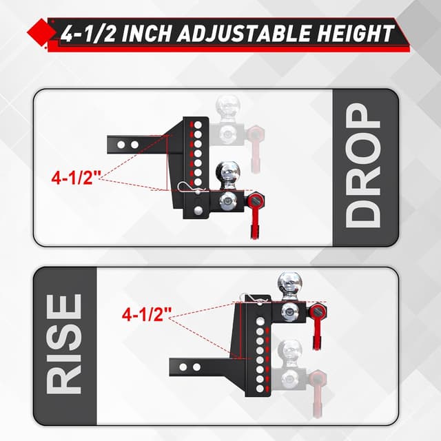 Thumbnail 4 de TYT Adjustable Tri-Ball Trailer Hitch 2-Inch Receiver